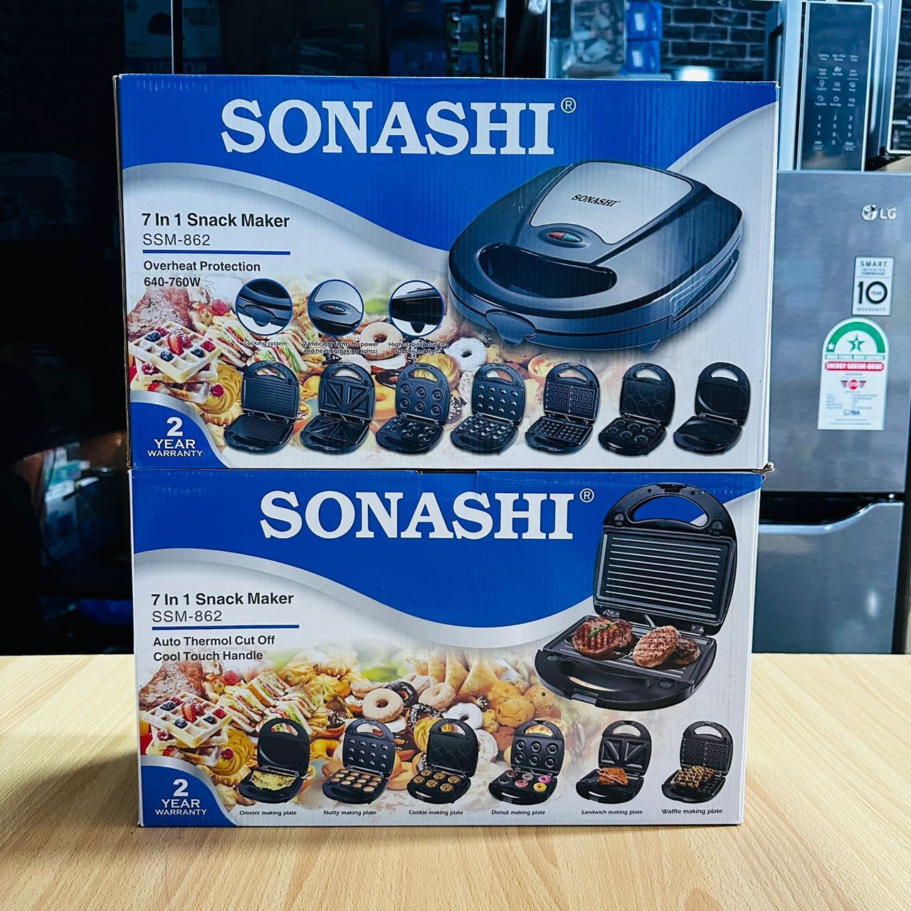 Sonashi 7-in-1 Multi Snack Maker SSM-862 – Detachable Sandwich, Grill, Donut, Waffle, Cupcake, Nutty, Omelet Making Plates_0