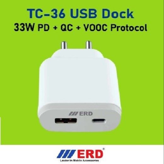 ERD TC-36 CHARGER 33W PD + QC + VOOC Protocol (Fast Charger) - DUAL (Dock Only)_1