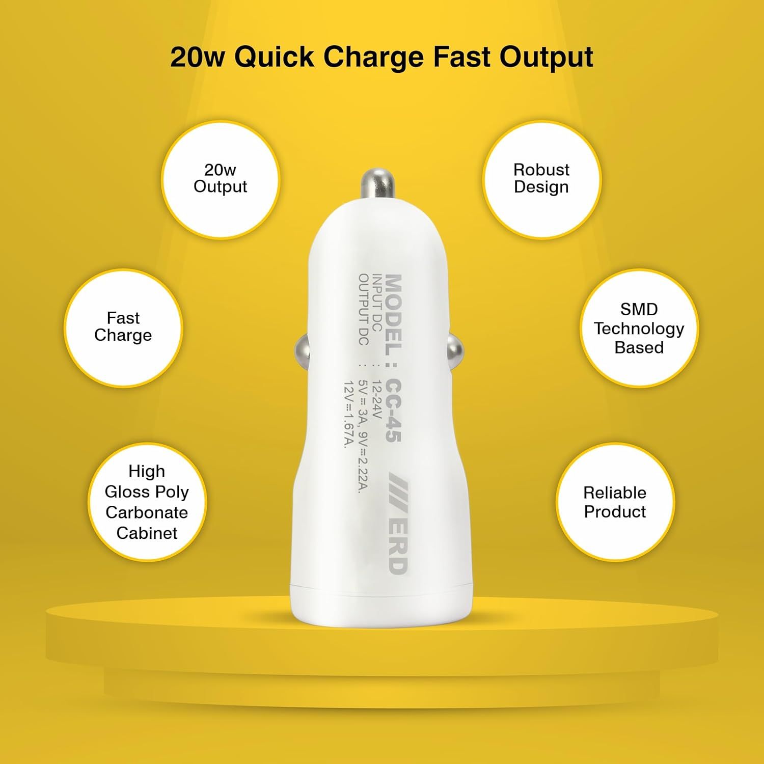 ERD CC-45 Car Charger 20W QC Protocol (FAST CHARGER)_1