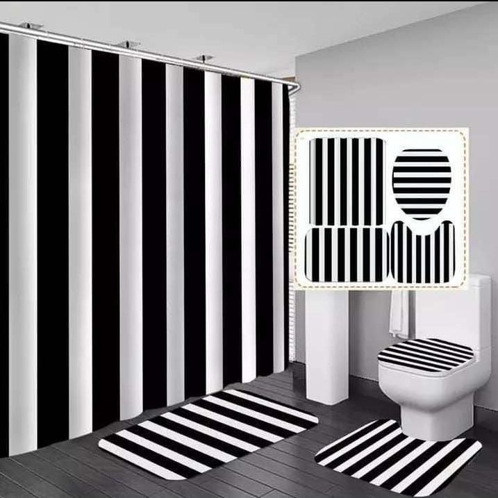  4 pcs set bathroom shower curtain set _0