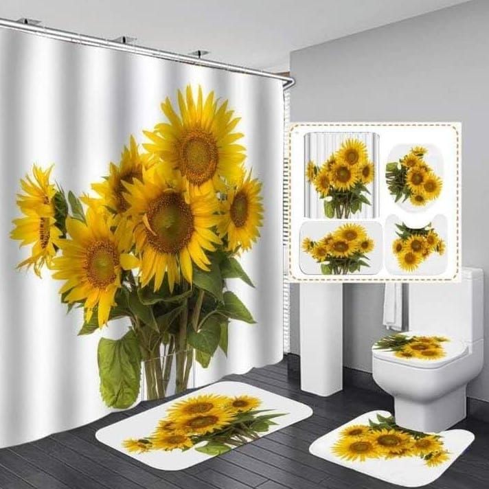 4 pcs set bathroom shower curtain set _0