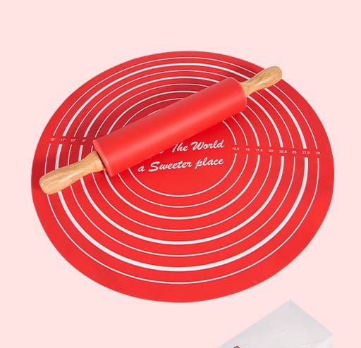 Silicone Baking Mat with  Rolling Pin Set _0