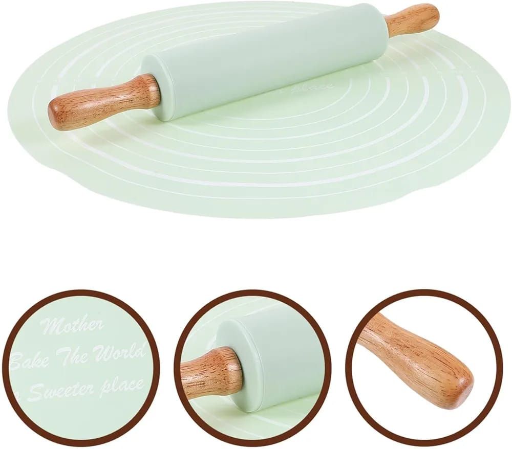 Silicone Baking Mat with  Rolling Pin Set_1