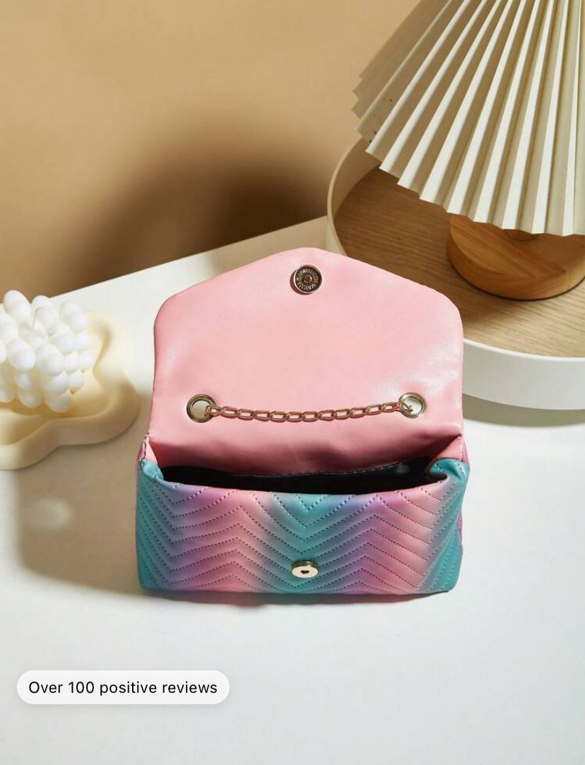 Mini Fashionable Rainbow Crossbody Bag With Lightweight Chain Strap_2