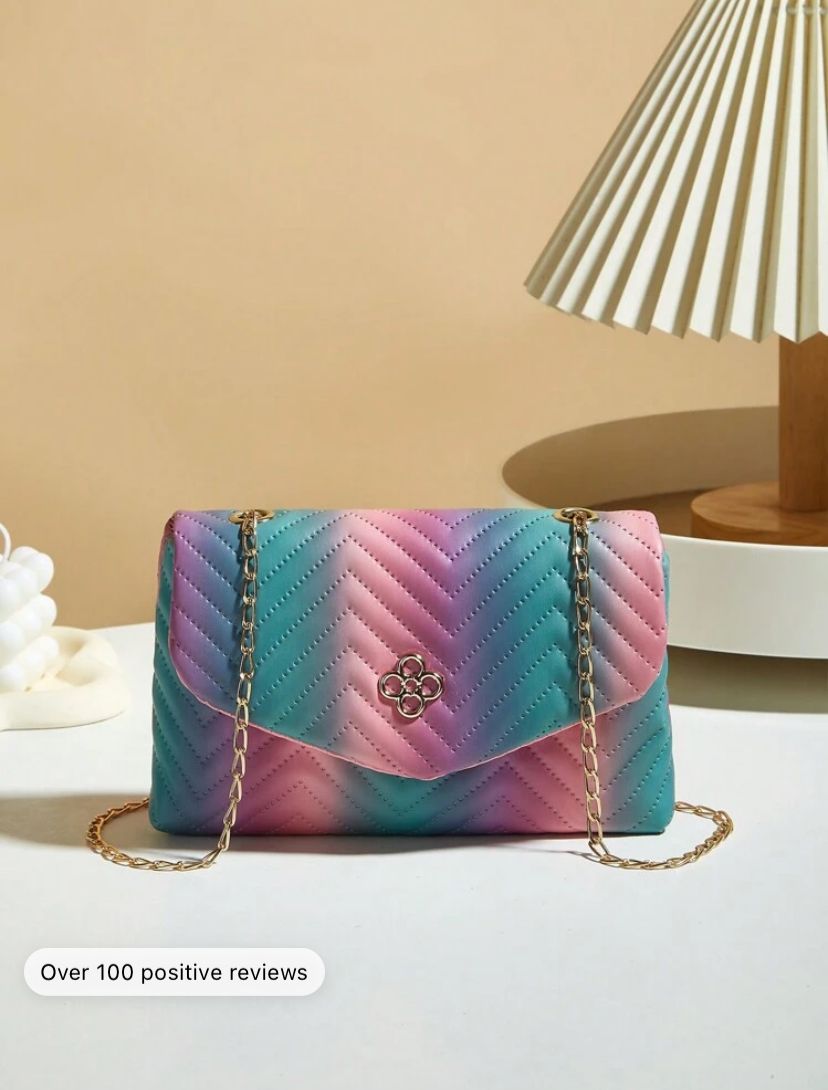 Mini Fashionable Rainbow Crossbody Bag With Lightweight Chain Strap_0