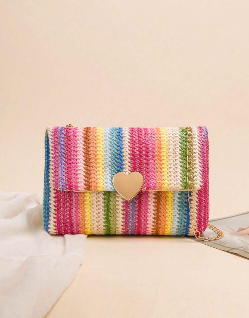 Woven Design Multicolor Square Bag_0