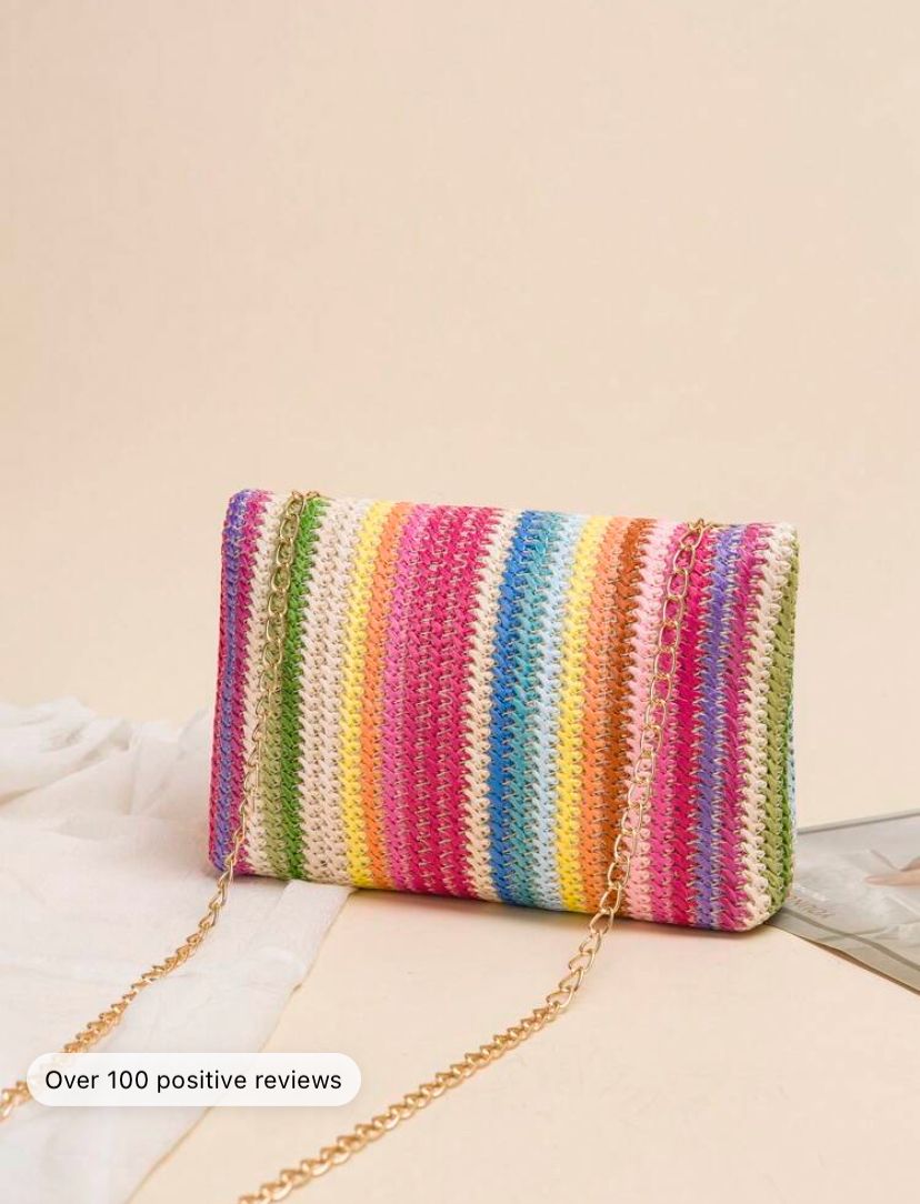 Woven Design Multicolor Square Bag_1