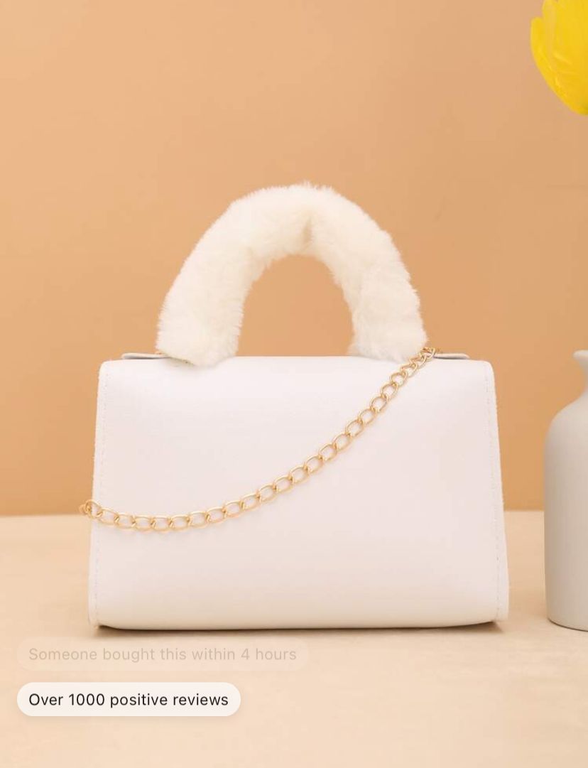 Autumn/Winter Fashionable Soft Faux Fur Chain Crossbody Bag, Fuzzy Material Handbag_1