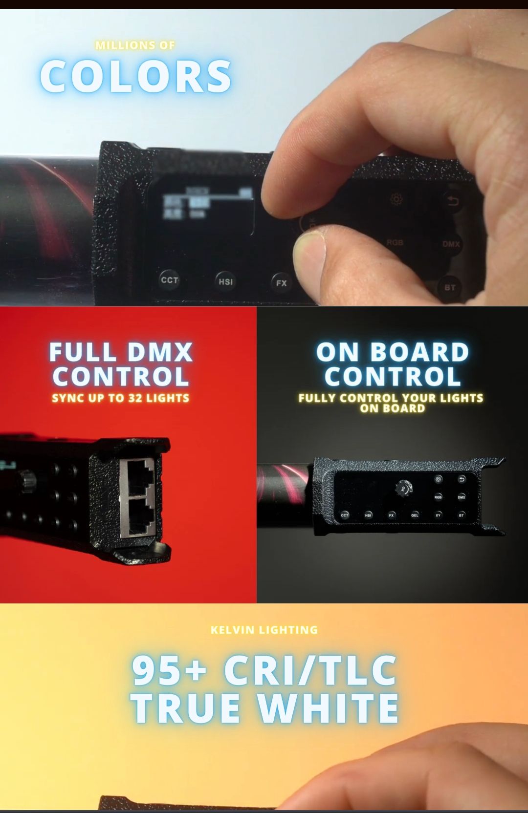 Bastão de Led tubular Lexceo P120S 113cm RGB 30W APP DMX_5