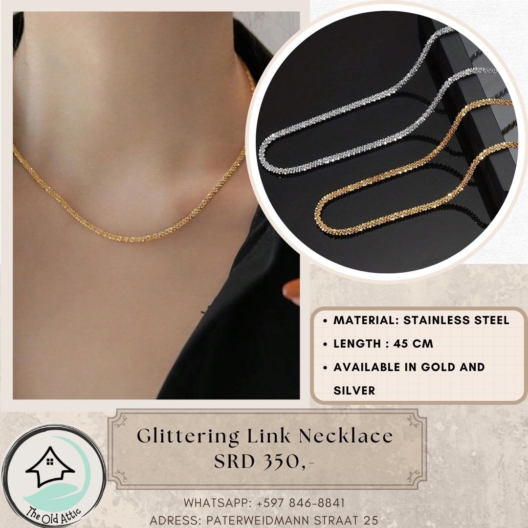 Silver glittering link necklace _0