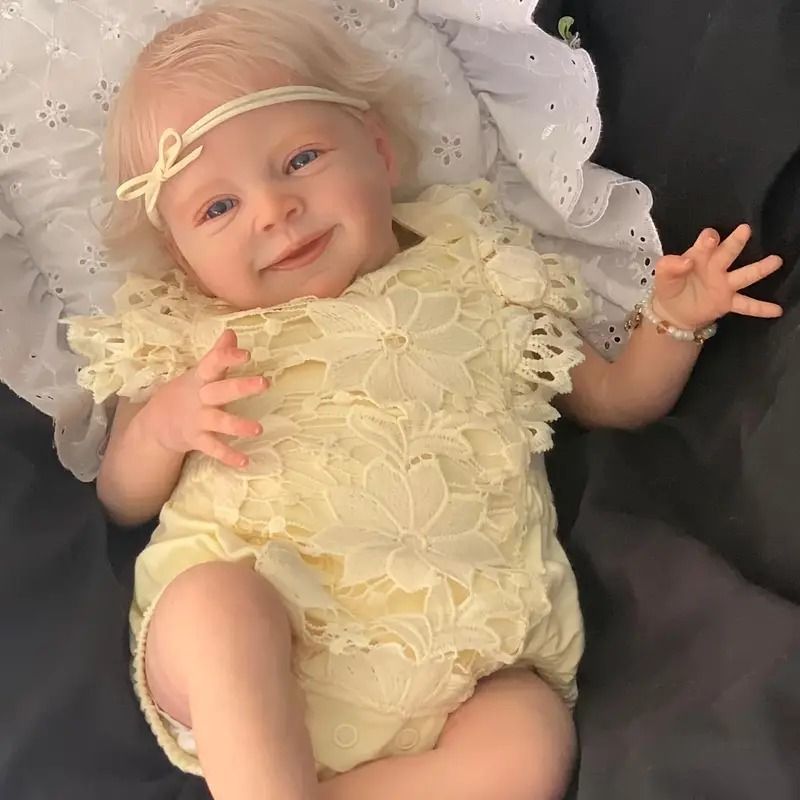 Lifelike Reborn Baby Doll, 48.26 cm Soft Body Hand-Crafted Newborn Doll with Hand Rooted Blonde Hair, Hand Painted Details and Visible Veins_1