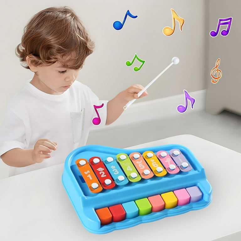 1 Pièce Jouet De Piano Vert, Jeu Double Mode : Piano À Percussion À Main Et Xylophone, Pratique De Musique Amusante Pour Les Garçons Et Les Filles_1