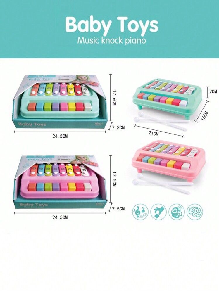 1 Pièce Jouet De Piano Vert, Jeu Double Mode : Piano À Percussion À Main Et Xylophone, Pratique De Musique Amusante Pour Les Garçons Et Les Filles_7