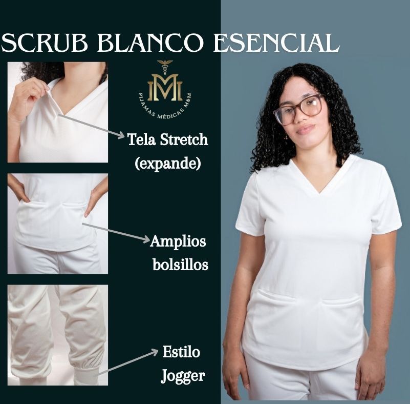 Scrub Blanco Cuello V jogger_0