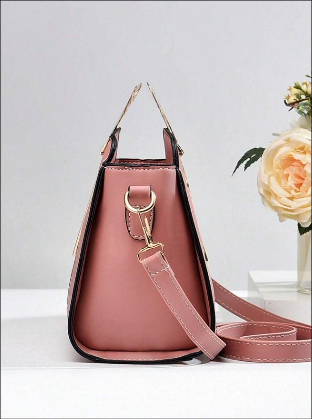 Lightweight Casual Zipper Shoulder Bag (Pink)_1