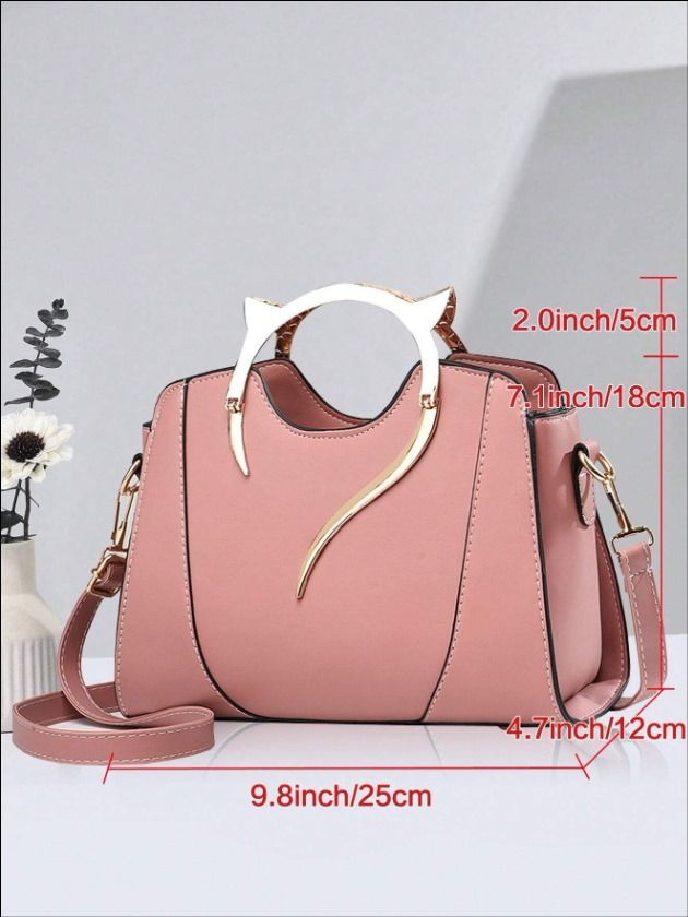 Lightweight Casual Zipper Shoulder Bag (Pink)_2