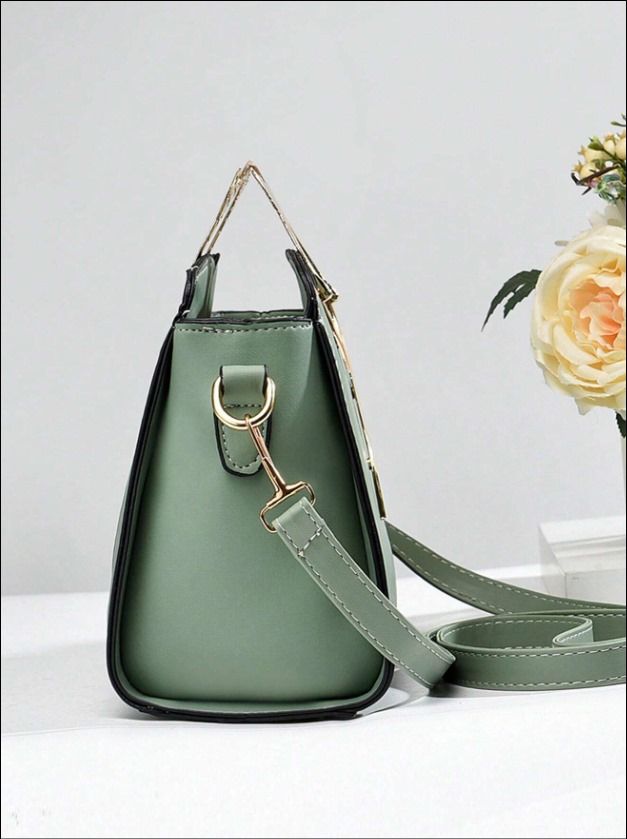 Lightweight Casual Zipper Shoulder Bag (Green)_1