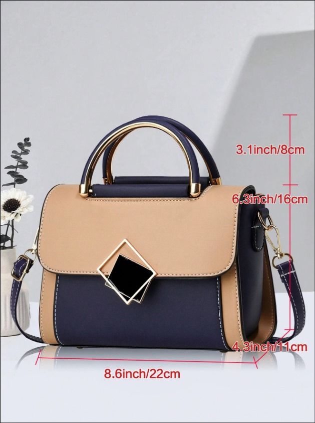 Metallic Color-Block Tote (Blue)_1