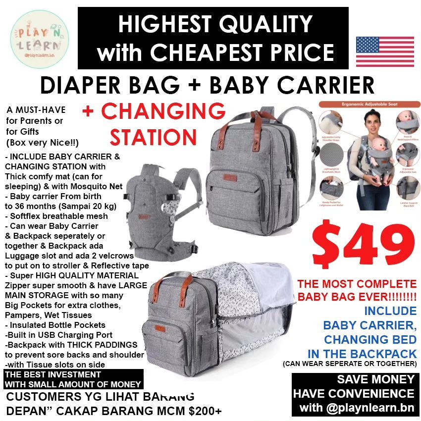 BENAS DIAPER BAG + BABY CARRIER (INSTOCK)_1