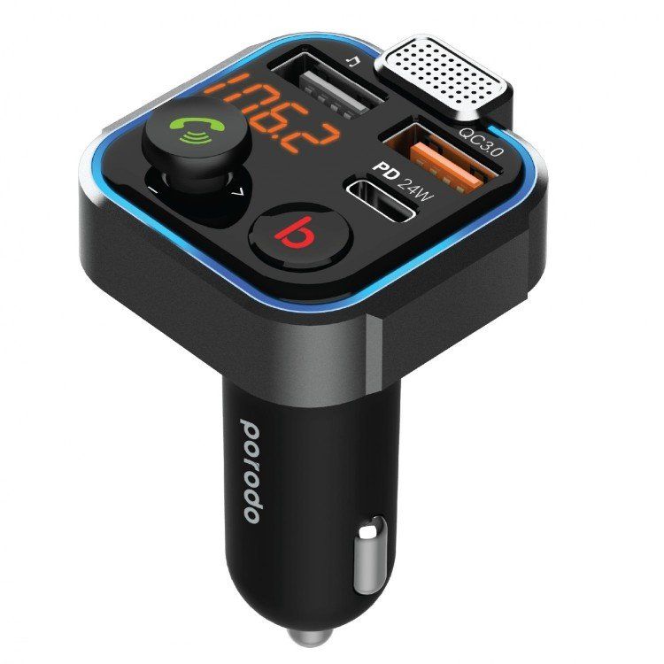 PORODO Smart Car Charger FM Transmitter with 24W PD Port & QC 3.0_1