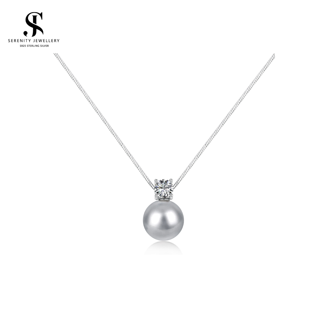 S925 Silver Diamond Miluna Pearl Necklace _0