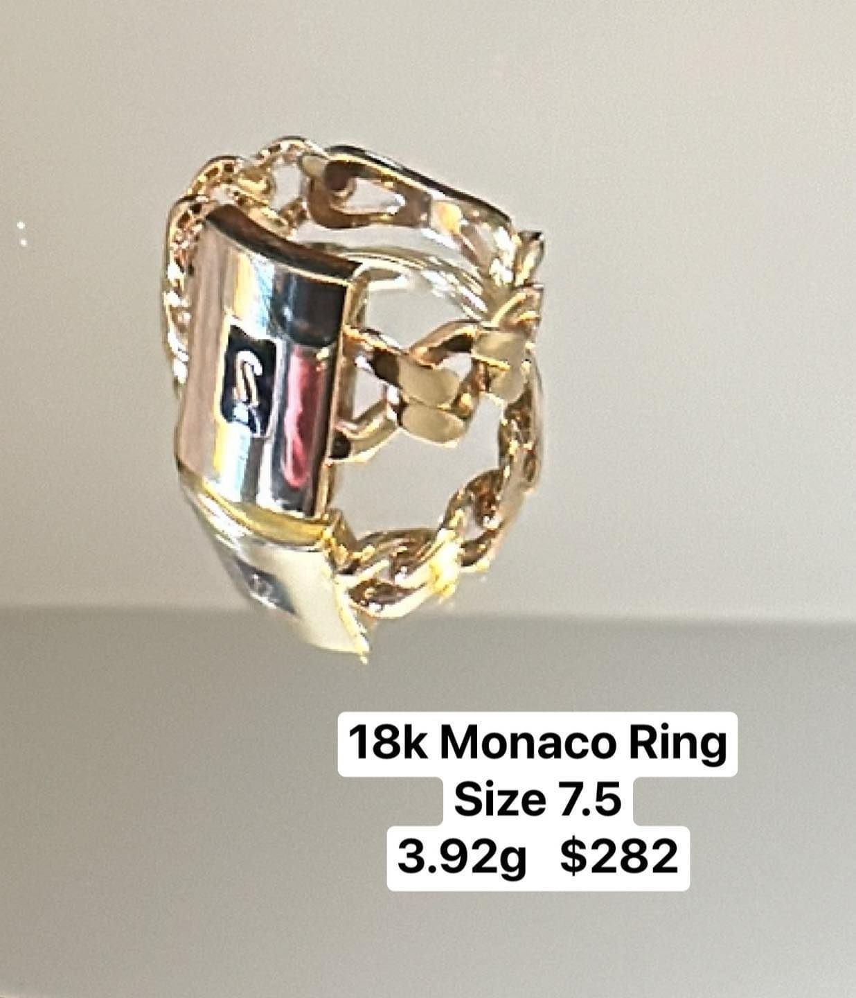 18k Saudi Gold Monaco Ring 3.92g_0