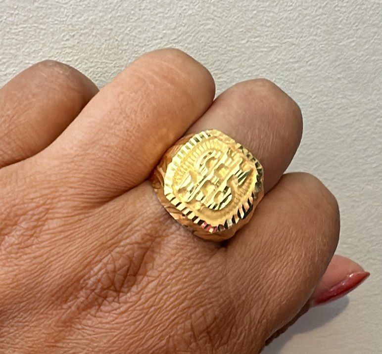 18k Saudi Gold Men's Ring Size 4.90g_1