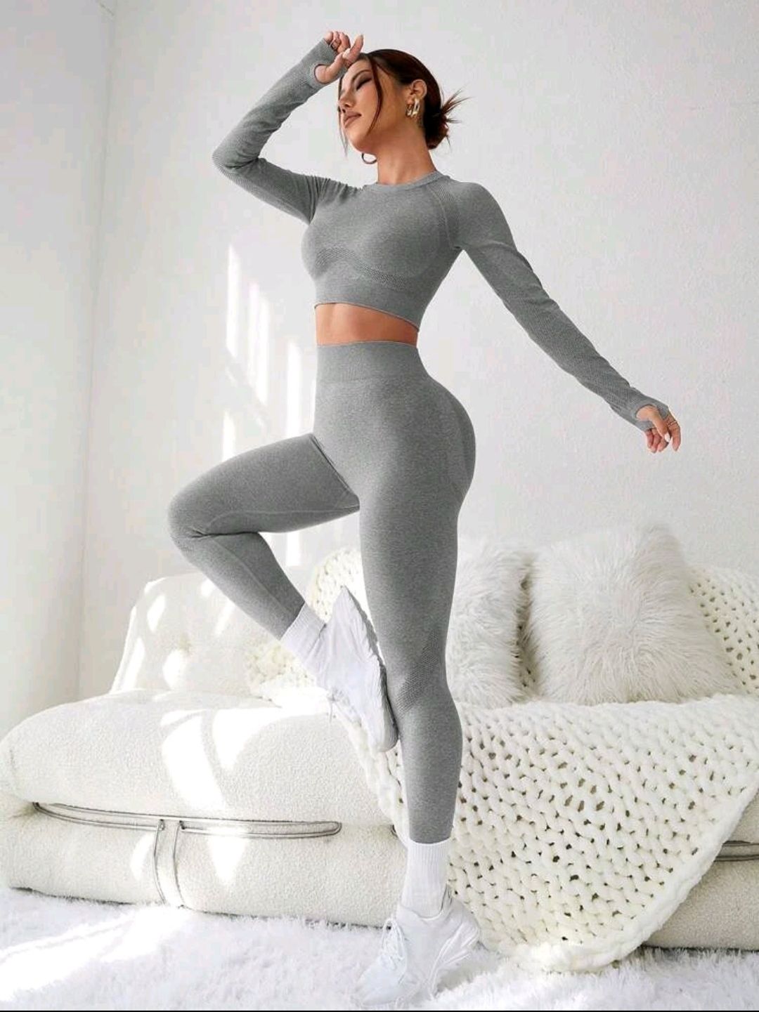 Grey 2 piece workout set_0