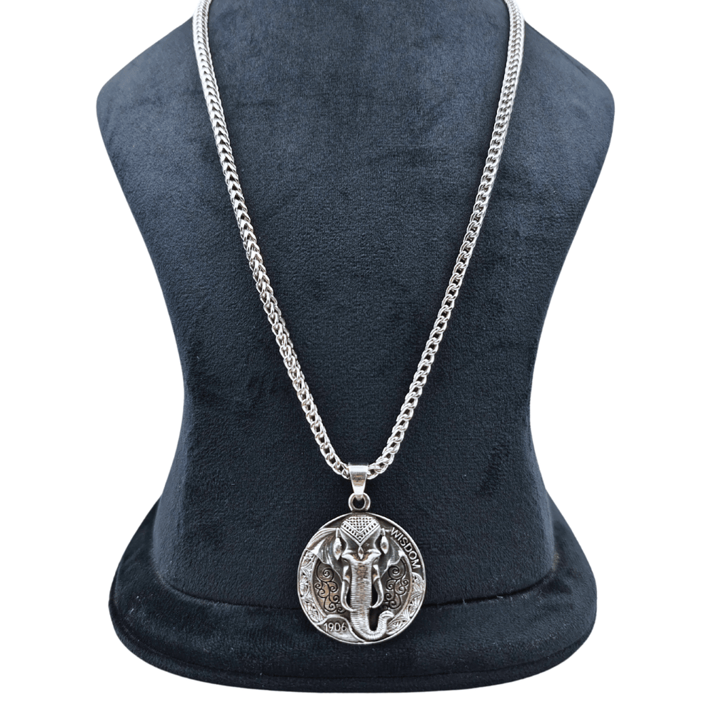 Silver elephant face pendant For Men_1