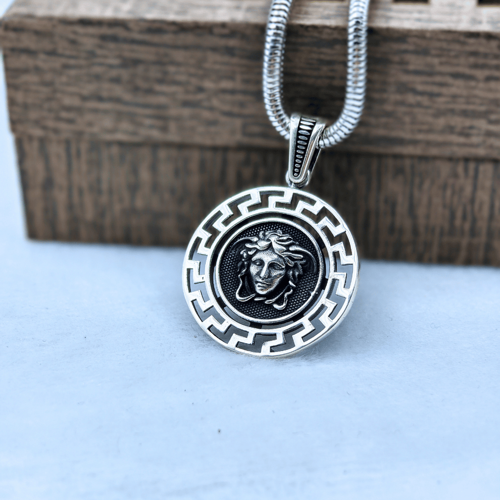 Silver Medusa & Mystique Charm Pendant For Men_0