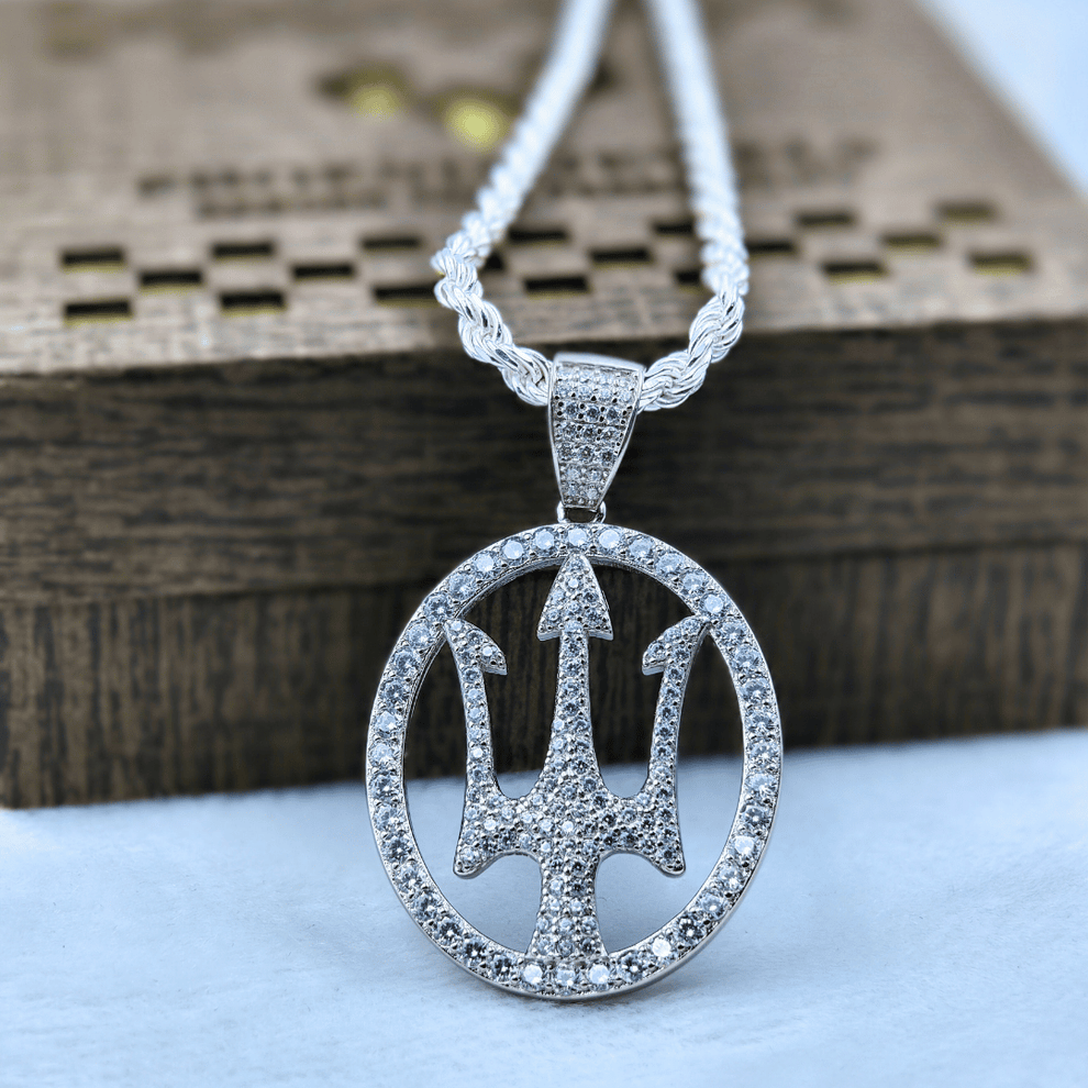 Silver Trident of the Deep Pendant For Men_1