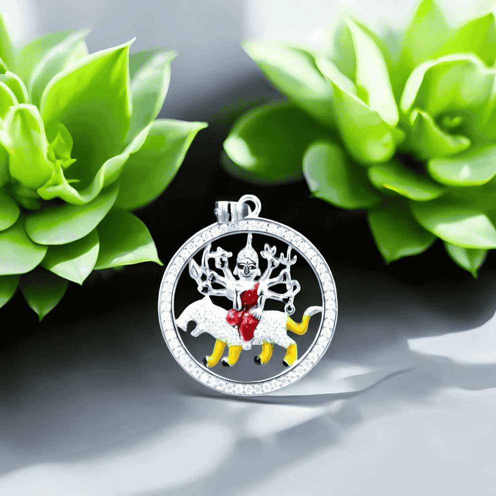 Silver Durga maa pendant_0