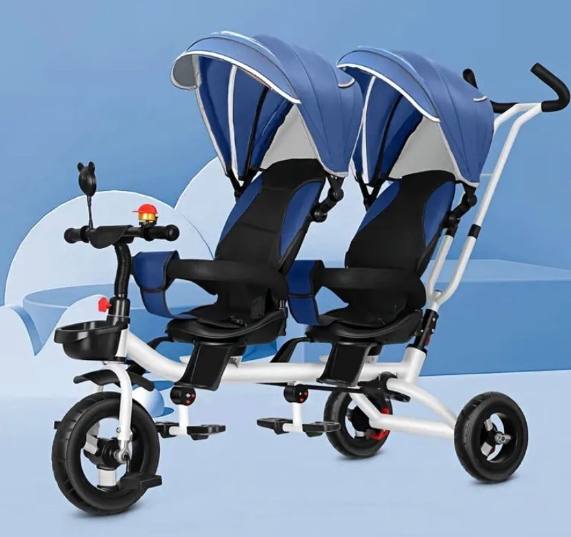 1pc Twin Tricycle, Twin Bicycle Twin Stroller, Suitable For Indoor And Outdoor_1