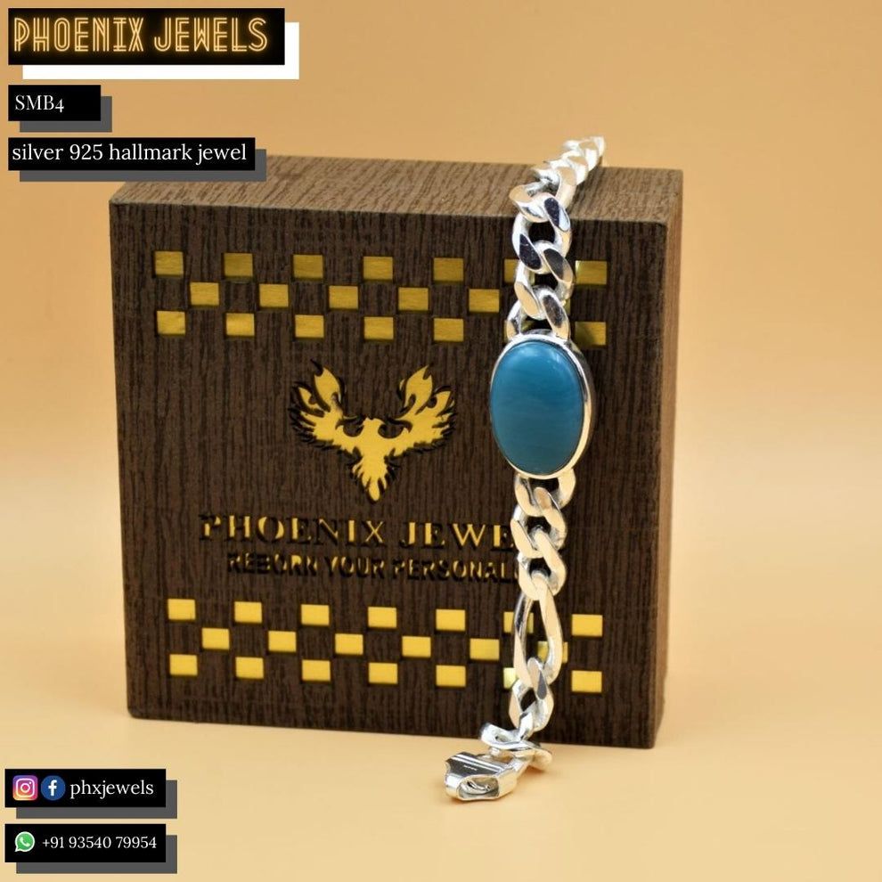 Silver turquoise bracelet for men_0