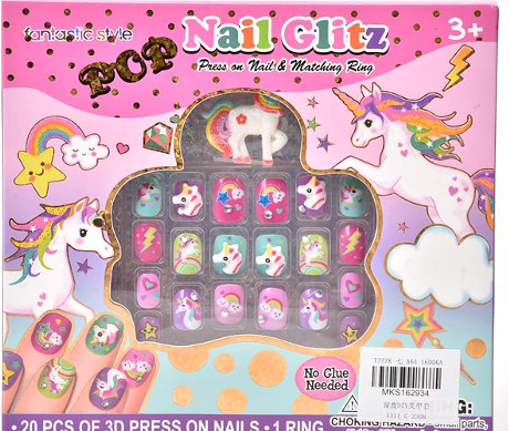 Unicorn Themed Nail Press Ons with ring_0