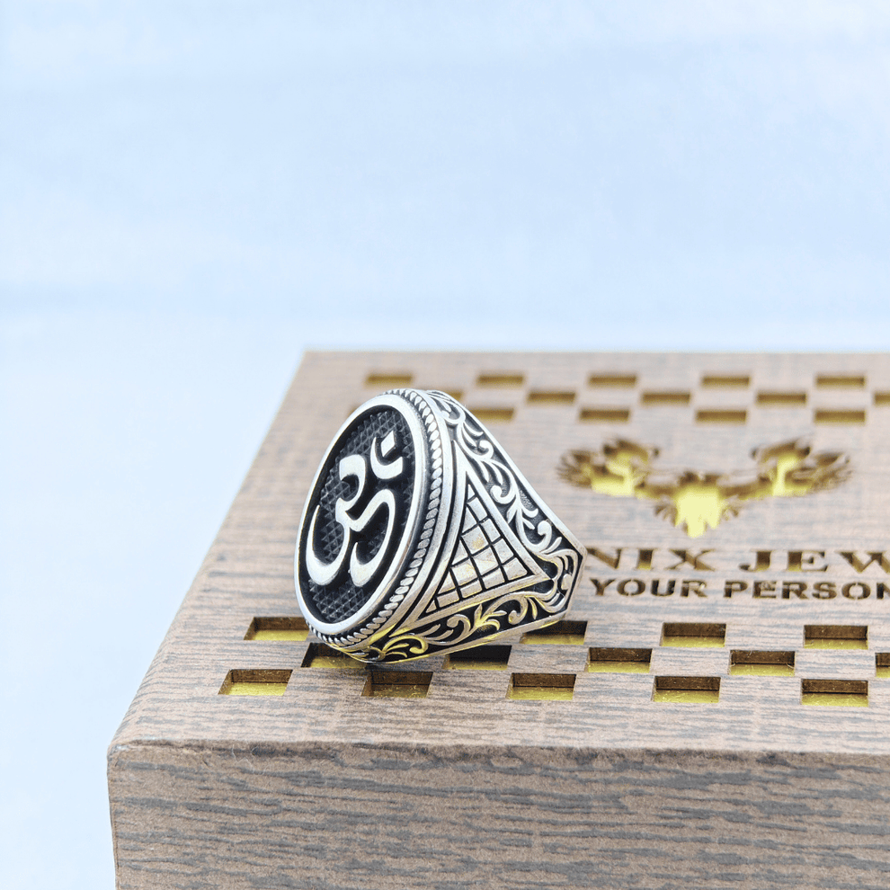 Mystic OM Aura Silver Ring For Men_1