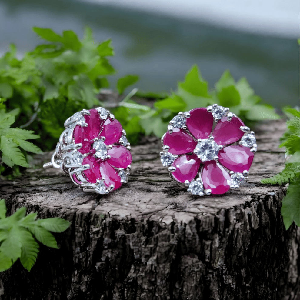 Silver Pink Flower Pendant Set for Women_1