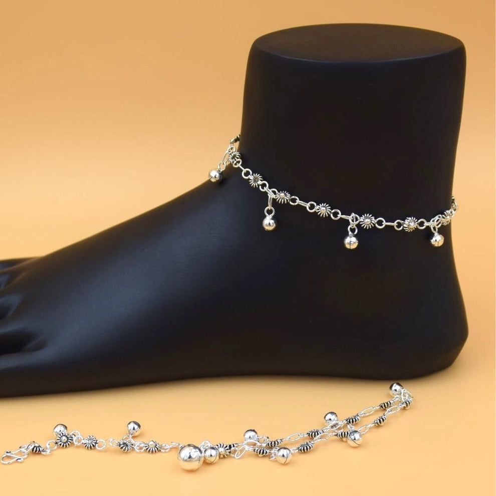 Silver starry night anklets for women_0