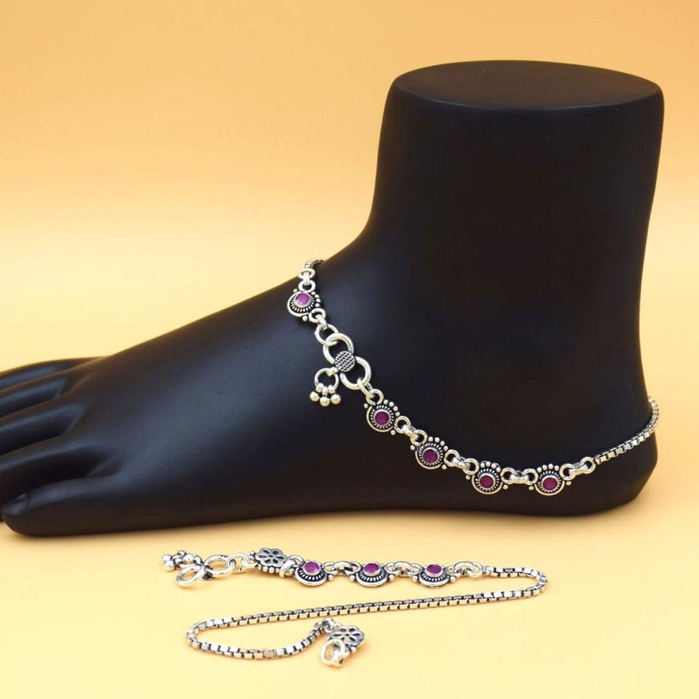 Silver harmony beads anklets for women_0