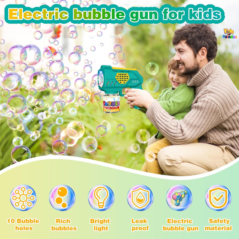 Pistolet à bulles pour tout-petits, pistolet à bulles automatique avec lumière LED pour enfants_5