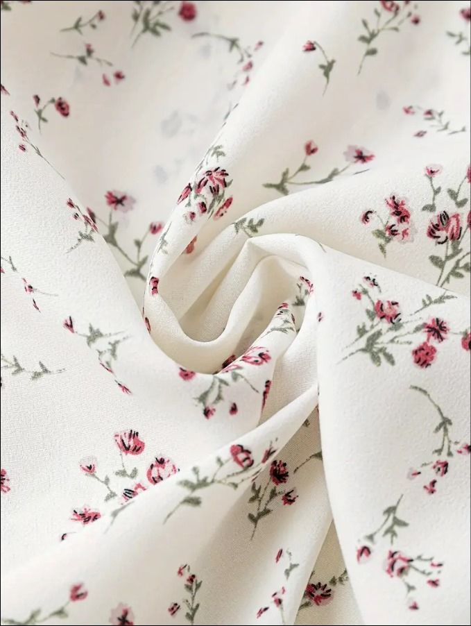 Floral Print Tie Neck Blouse (White)_2