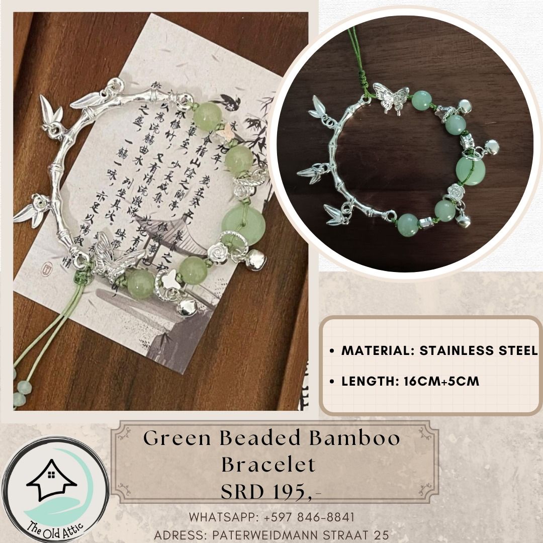 Green Beaded Bamboo Bracelet _0