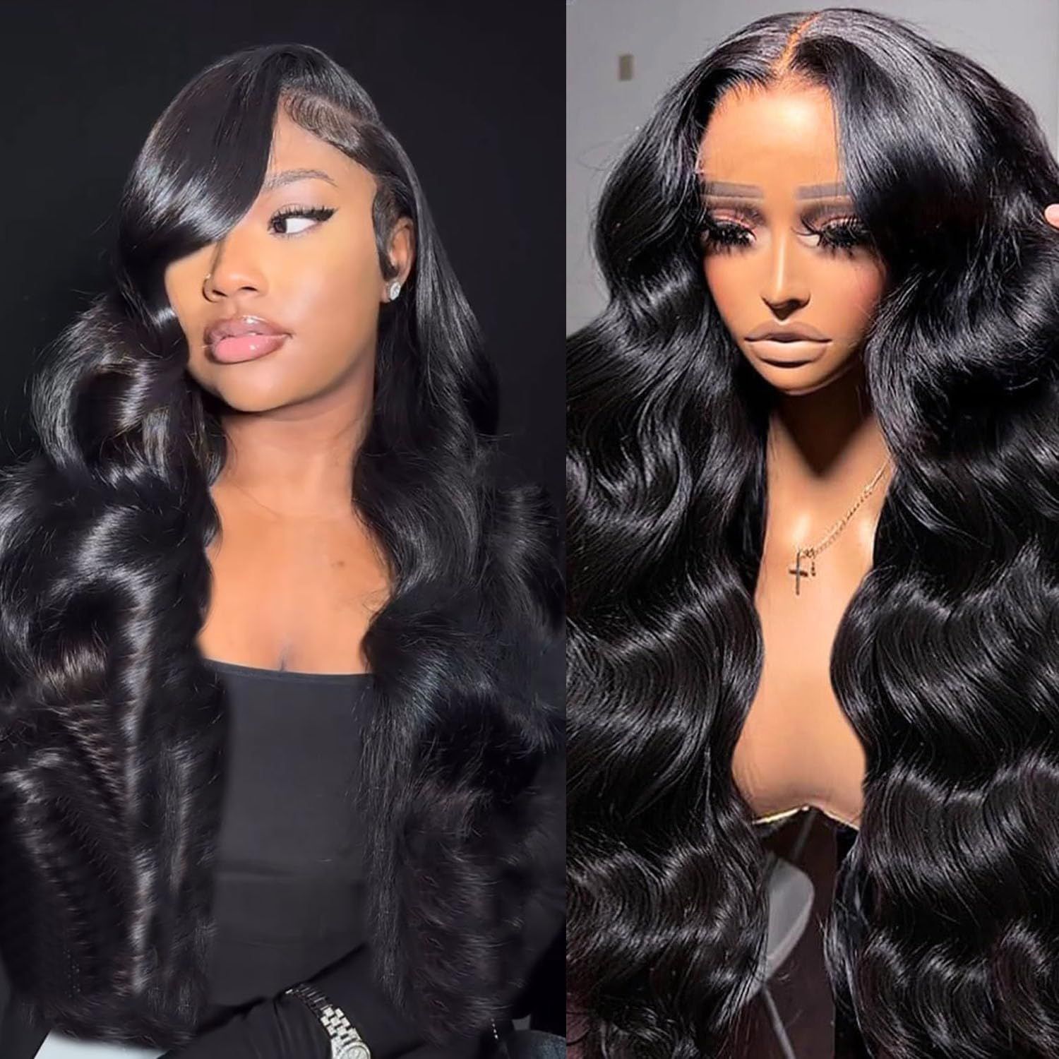 Body Wave HD Lace Front Wigs Human Hair Pre Plucked Glueless Wigs Human Hair 200 Density 100% Brazilian Virgin 13x6 HD Front Human Hair Lace Front Wigs for Women 24 inch_0