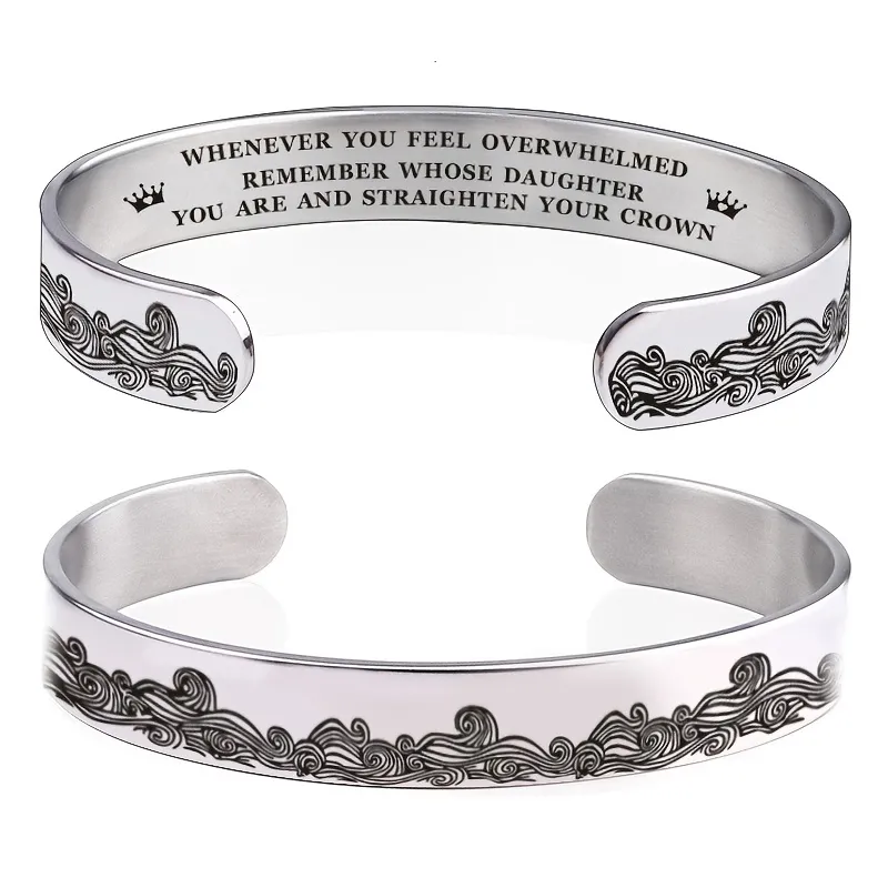 Stainless Steel Large Wave Inspirational Personality Bracelet_0