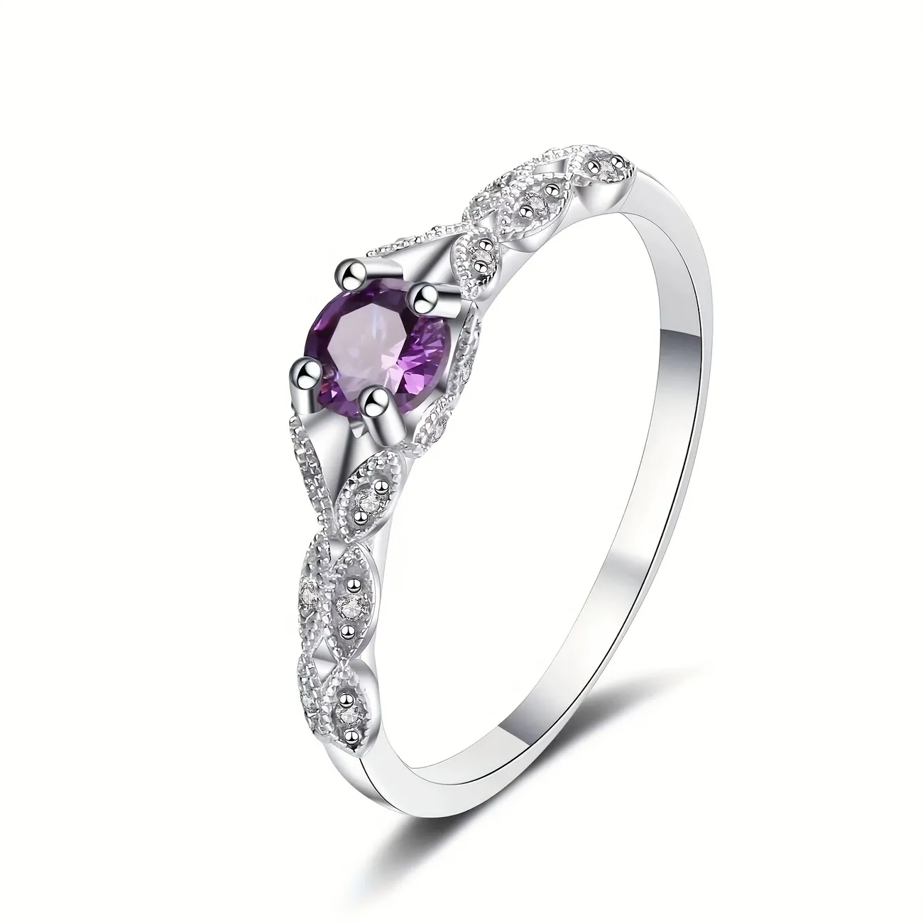 Simple Light Luxury Amethyst Ring For Men, Couple Ring_0