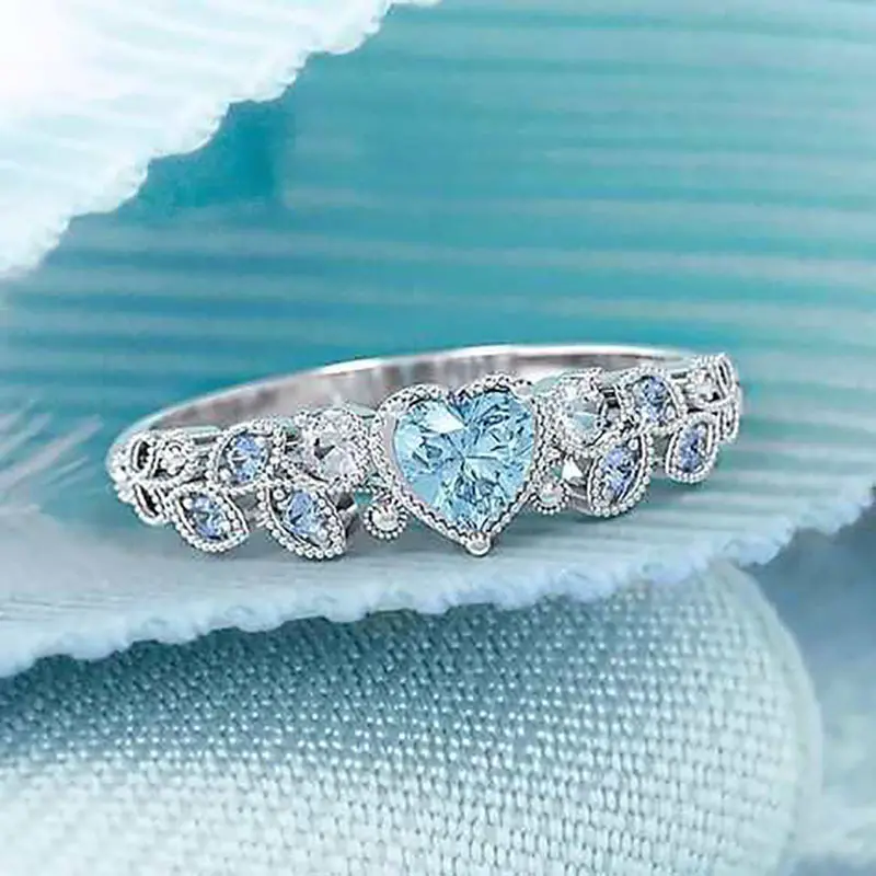 Romantic Double Row Zircon Ring For Engagement Wedding_0