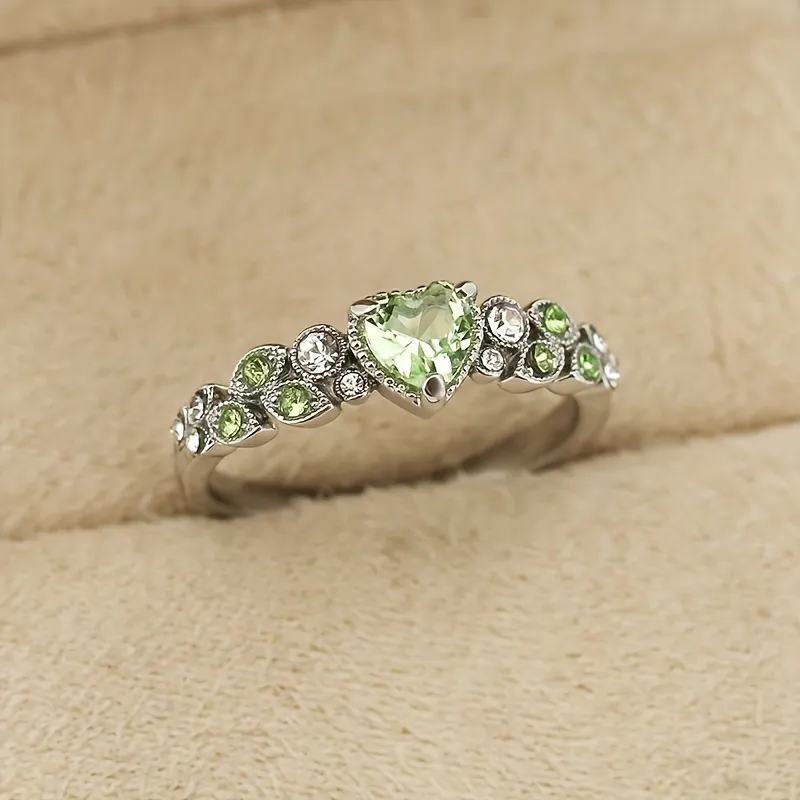 Romantic Double Row Zircon Ring For Engagement Wedding_1