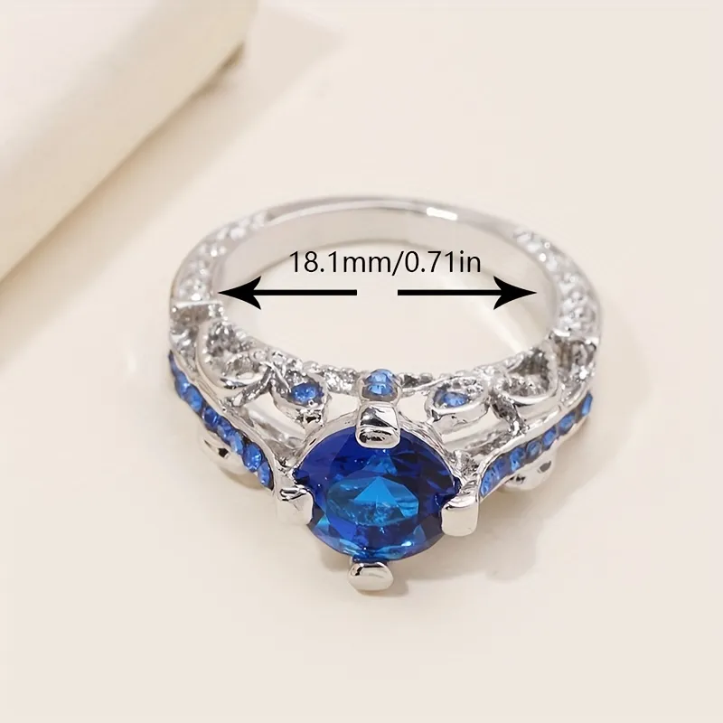 Exquisite Fashion Sterling Silver Blue Gemstone Ring_0