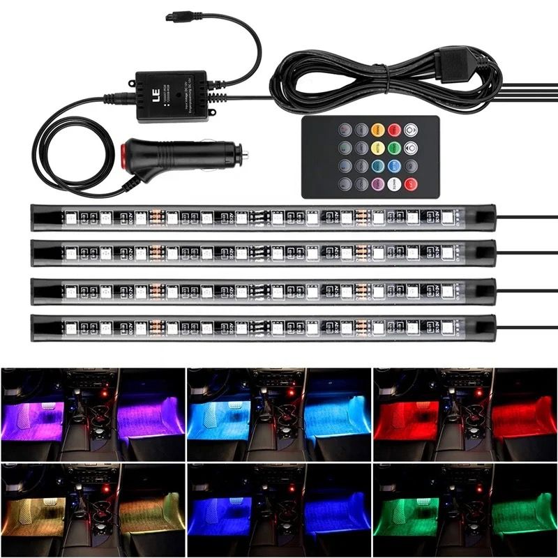 Car floor atmosphere light strips with remote _1