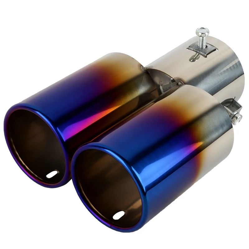 Straight and curved blue burnt neo chrome exhaust tip_1